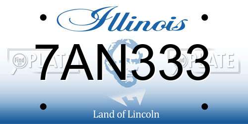 7AN333 Illinois License Plate