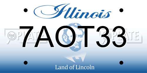 7AOT33 Illinois License Plate