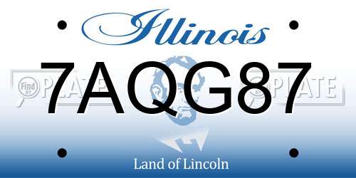 7AQG87 Illinois License Plate