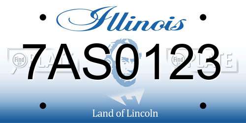 7AS0123 Illinois License Plate