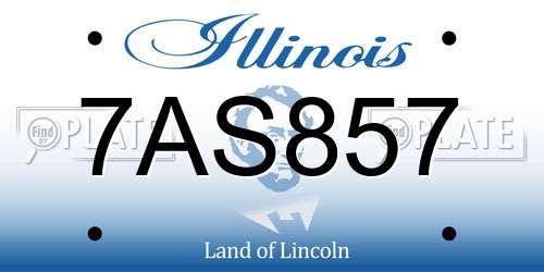 7AS857 Illinois License Plate