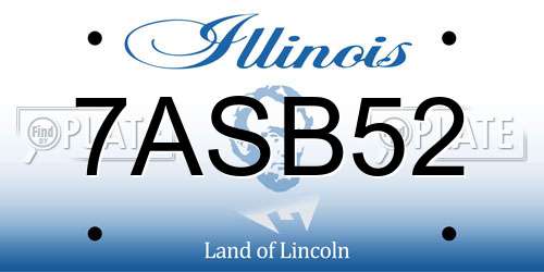 7ASB52 Illinois License Plate