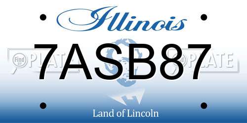 7ASB87 Illinois License Plate