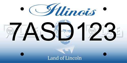7ASD123 Illinois License Plate