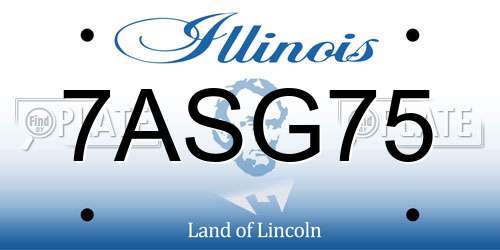 7ASG75 Illinois License Plate