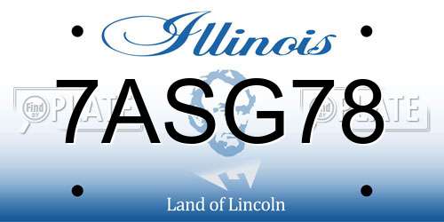 7ASG78 Illinois License Plate