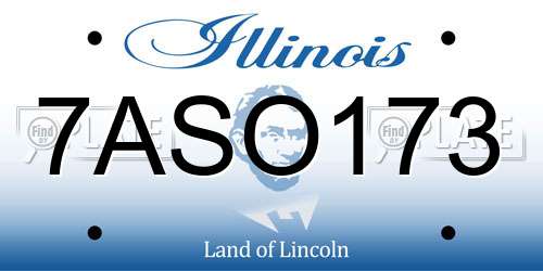 7ASO173 Illinois License Plate