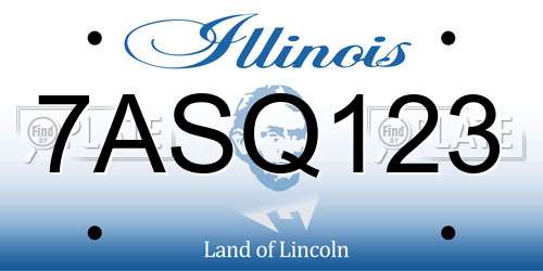 7ASQ123 Illinois License Plate