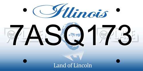7ASQ173 Illinois License Plate
