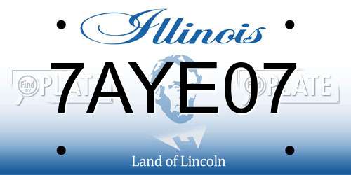 7AYE07 Illinois License Plate