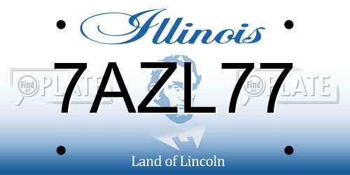 7AZL77 Illinois License Plate