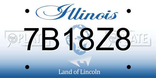 7B18Z8 Illinois License Plate