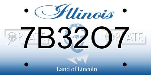 7B32O7 Illinois License Plate