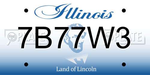 7B77W3 Illinois License Plate
