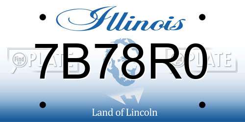 7B78R0 Illinois License Plate