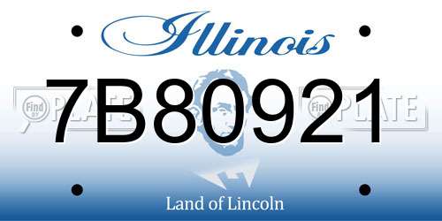 7B80921 Illinois License Plate