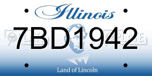 7BD1942 Illinois License Plate