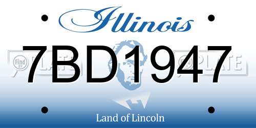 7BD1947 Illinois License Plate