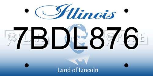7BDL876 Illinois License Plate