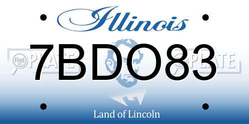7BDO83 Illinois License Plate