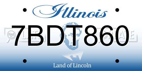 7BDT860 Illinois License Plate