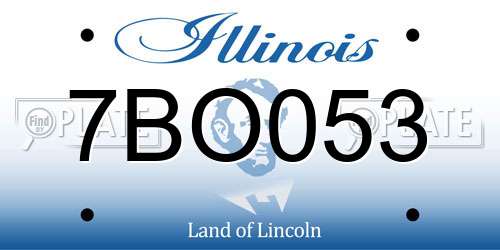 7BO053 Illinois License Plate