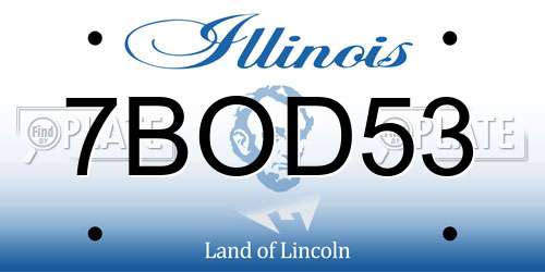 7BOD53 Illinois License Plate