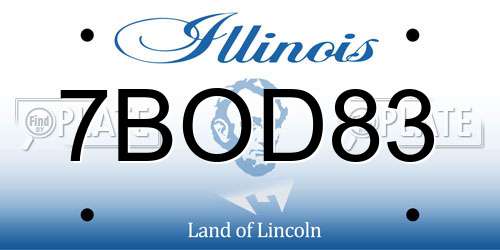 7BOD83 Illinois License Plate