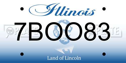 7BOO83 Illinois License Plate