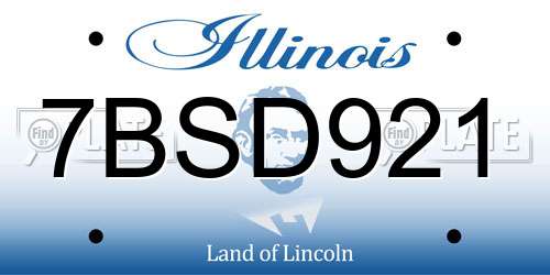 7BSD921 Illinois License Plate