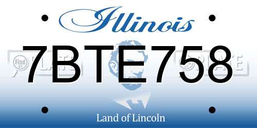 7BTE758 Illinois License Plate
