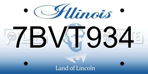 7BVT934 Illinois License Plate