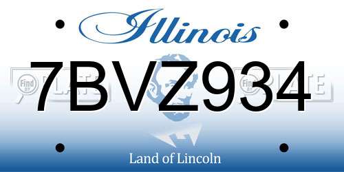 7BVZ934 Illinois License Plate