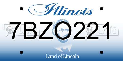 7BZO221 Illinois License Plate