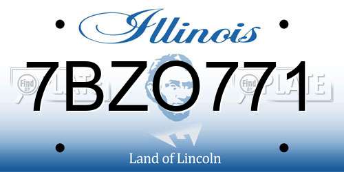 7BZO771 Illinois License Plate