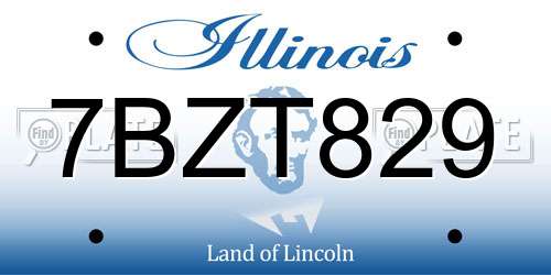 7BZT829 Illinois License Plate