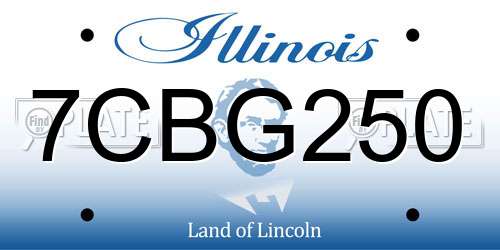 7CBG250 Illinois License Plate