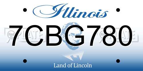 7CBG780 Illinois License Plate