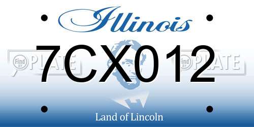 7CX012 Illinois License Plate