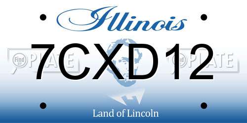 7CXD12 Illinois License Plate