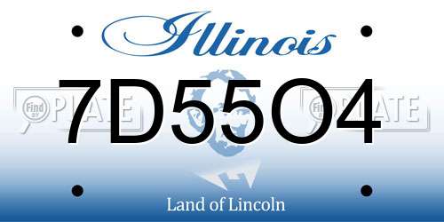 7D55O4 Illinois License Plate