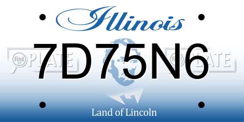 7D75N6 Illinois License Plate