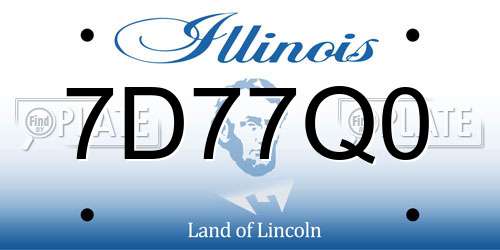 7D77Q0 Illinois License Plate