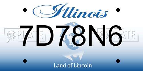 7D78N6 Illinois License Plate