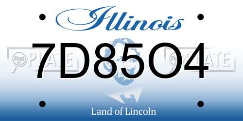 7D85O4 Illinois License Plate