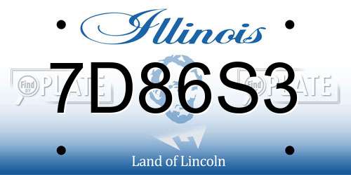 7D86S3 Illinois License Plate