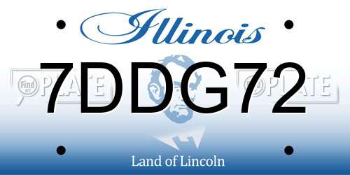 7DDG72 Illinois License Plate