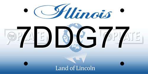 7DDG77 Illinois License Plate