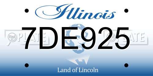 7DE925 Illinois License Plate