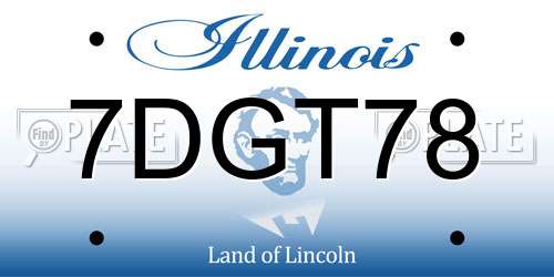 7DGT78 Illinois License Plate